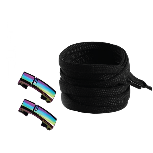 Raven Black No Tie Elastic Shoelaces with Magnetic Locks