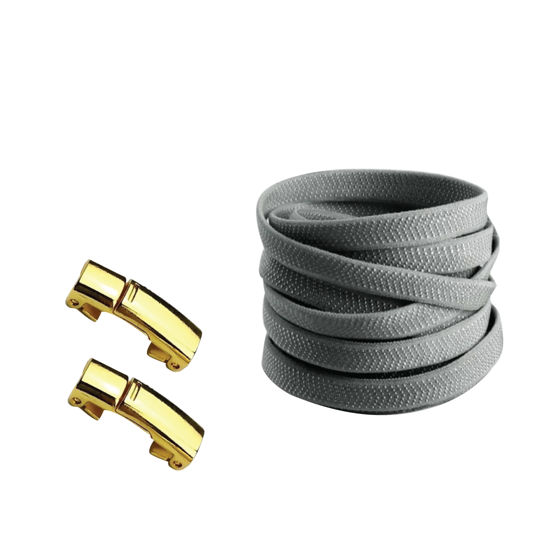 Steel Gray No Tie Elastic Shoelaces with Magnetic Locks