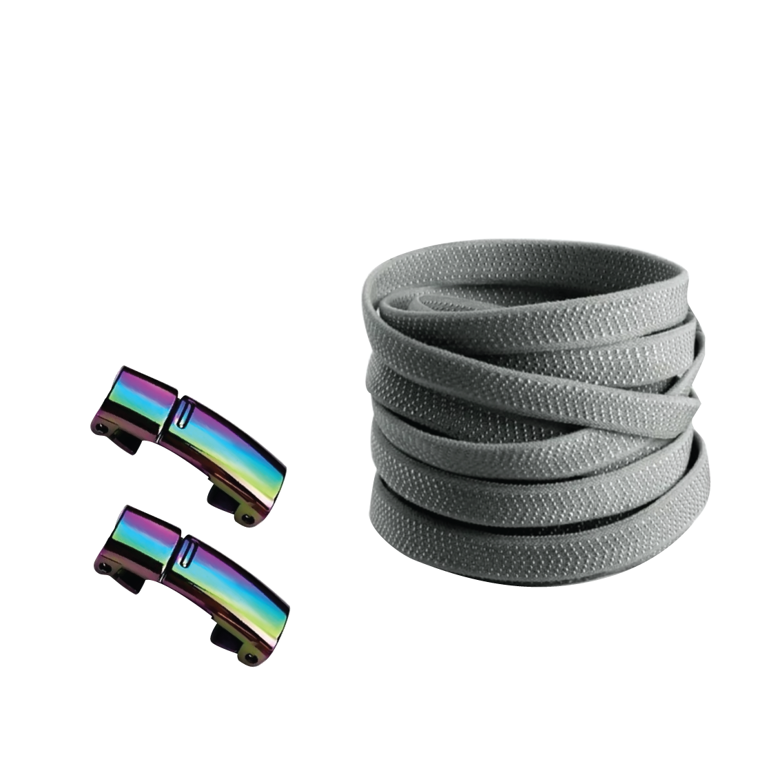 Steel Gray No Tie Elastic Shoelaces with Magnetic Locks