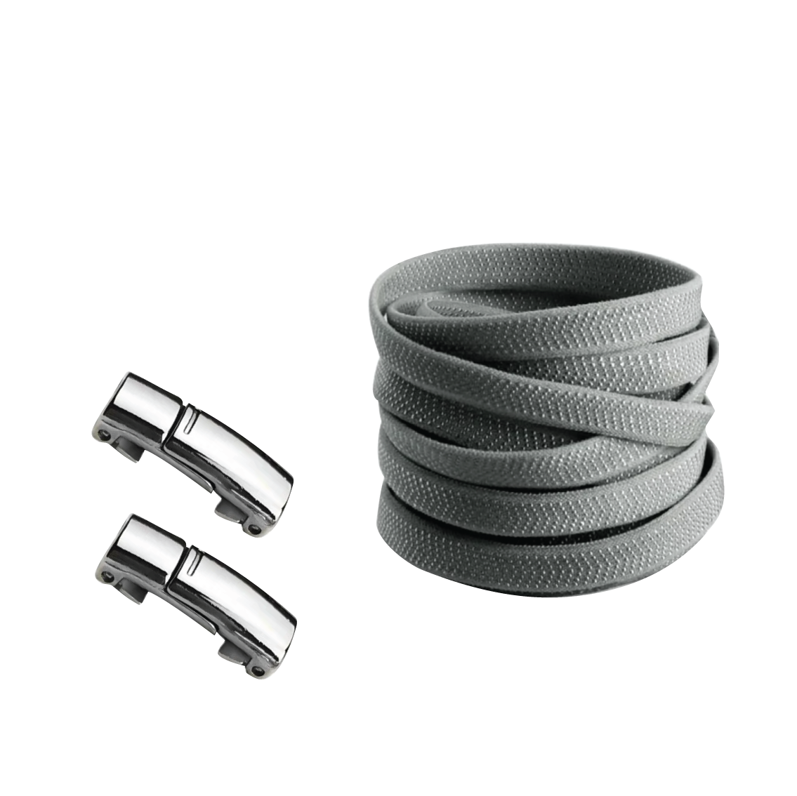 Steel Gray No Tie Elastic Shoelaces with Magnetic Locks