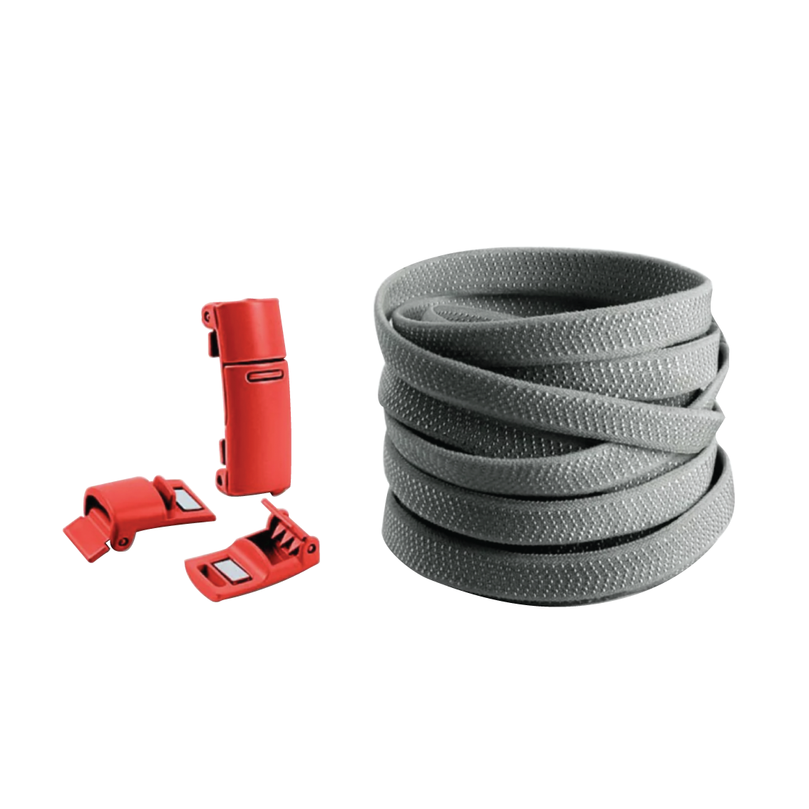 Steel Gray No Tie Elastic Shoelaces with Magnetic Locks