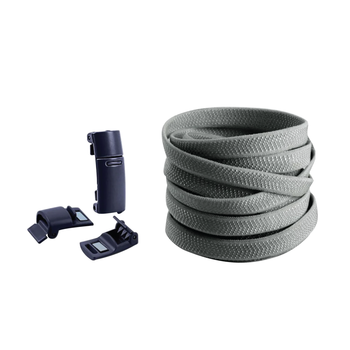 Steel Gray No Tie Elastic Shoelaces with Magnetic Locks