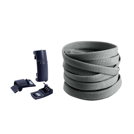 Steel Gray No Tie Elastic Shoelaces with Magnetic Locks