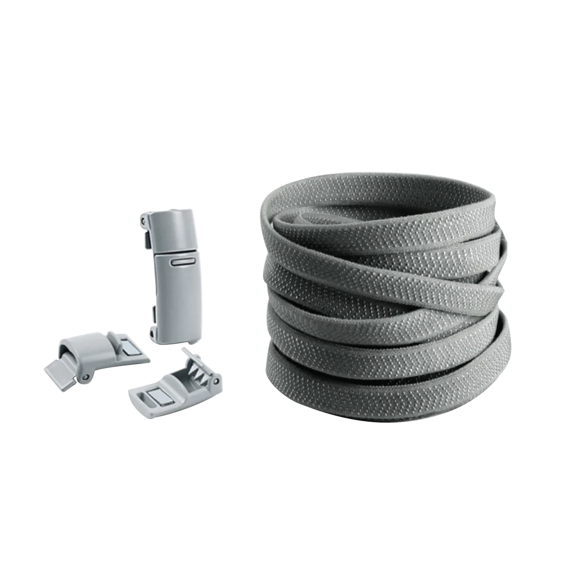 Steel Gray No Tie Elastic Shoelaces with Magnetic Locks