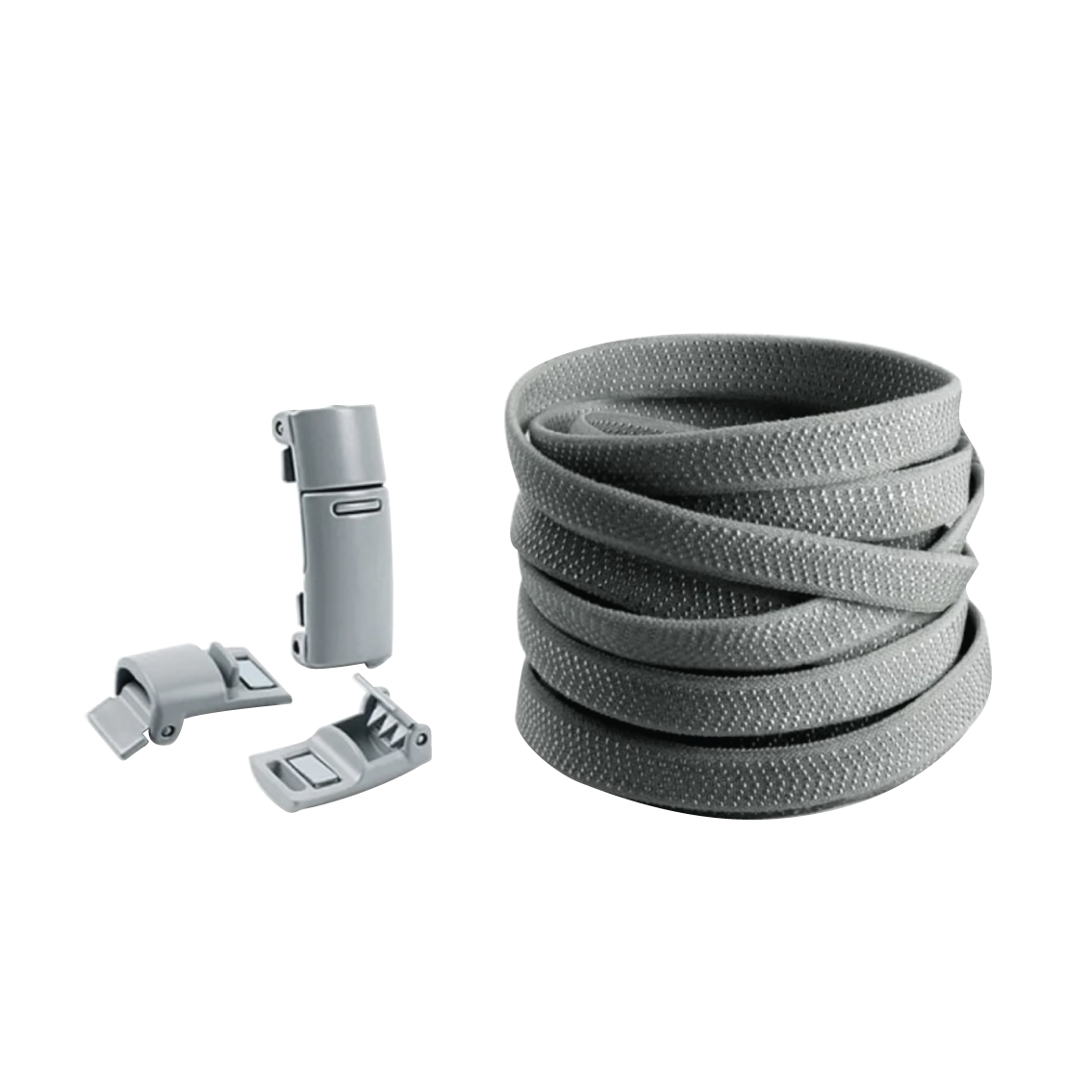 Steel Gray No Tie Elastic Shoelaces with Magnetic Locks