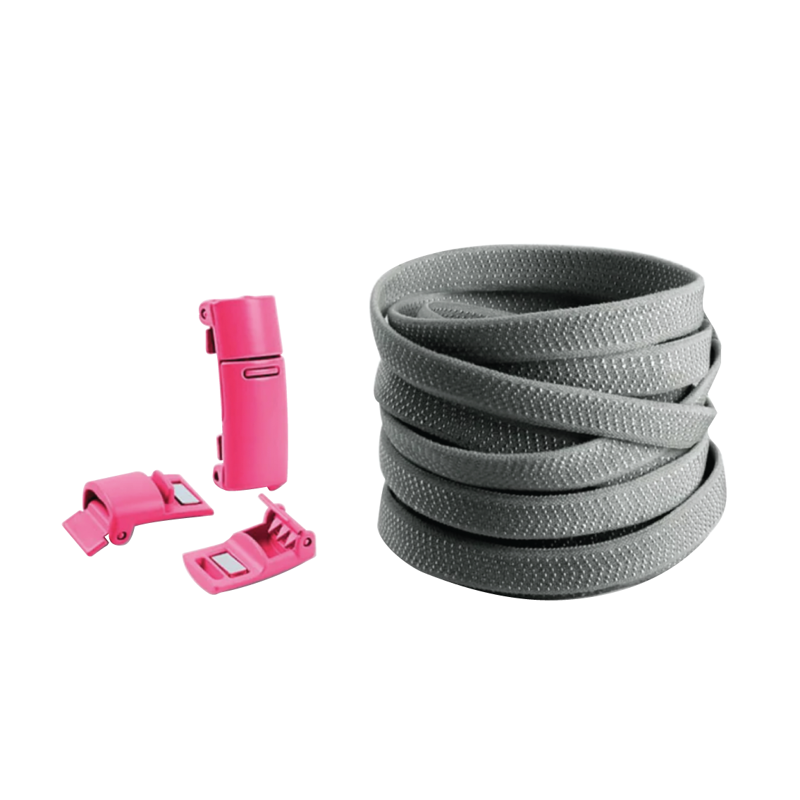 Steel Gray No Tie Elastic Shoelaces with Magnetic Locks