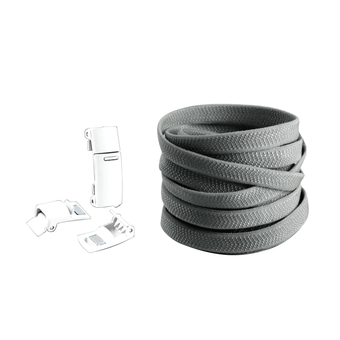 Steel Gray No Tie Elastic Shoelaces with Magnetic Locks