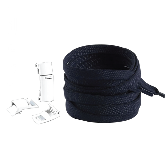 Midnight Blue No Tie Elastic Shoelaces with Magnetic Locks