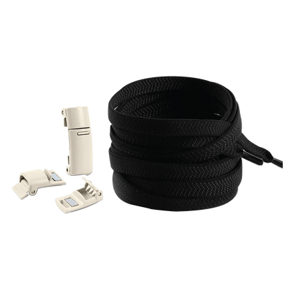 Raven Black No Tie Elastic Shoelaces with Magnetic Locks