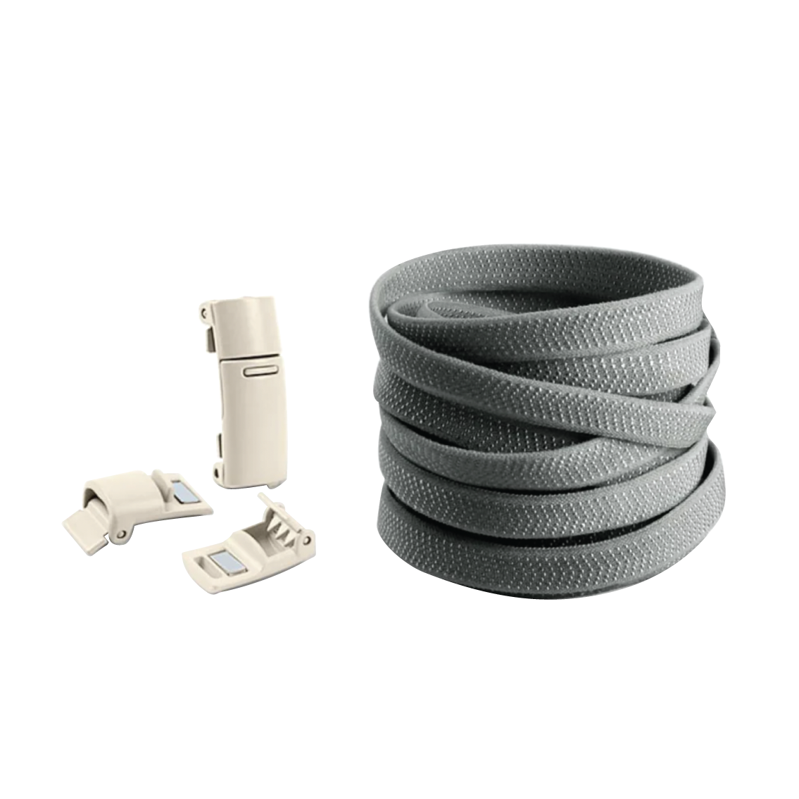 Steel Gray No Tie Elastic Shoelaces with Magnetic Locks