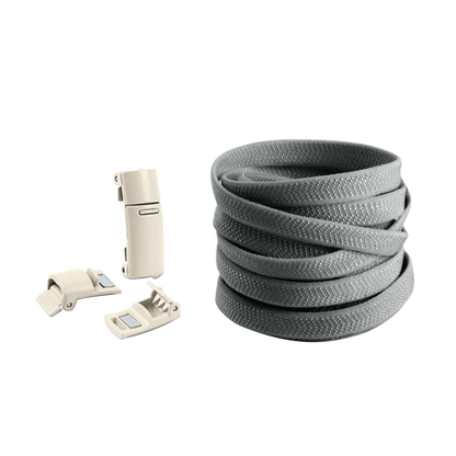 Steel Gray No Tie Elastic Shoelaces with Magnetic Locks