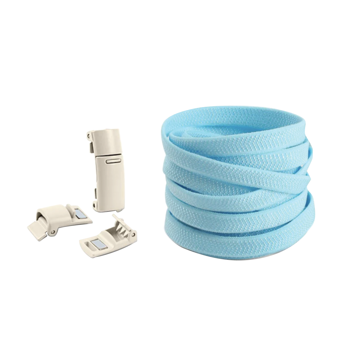 Sky Blue No Tie Elastic Shoelaces with Magnetic Locks