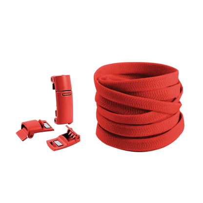Cherry Red No Tie Elastic Shoelaces with Magnetic Locks