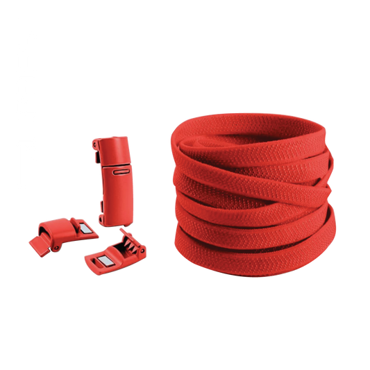 Cherry Red No Tie Elastic Shoelaces with Magnetic Locks