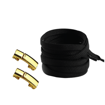 Raven Black No Tie Elastic Shoelaces with Magnetic Locks