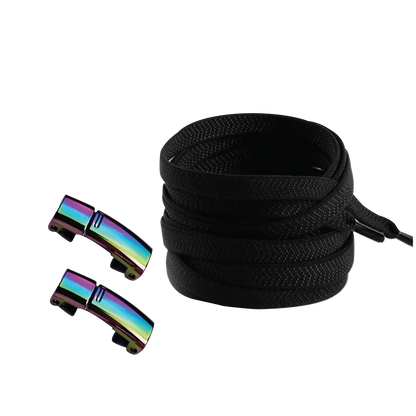 Raven Black No Tie Elastic Shoelaces with Magnetic Locks