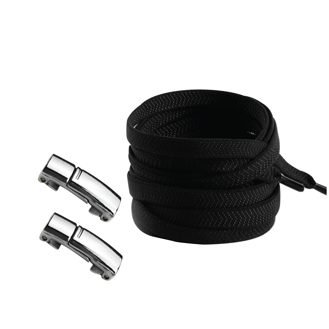 Raven Black No Tie Elastic Shoelaces with Magnetic Locks