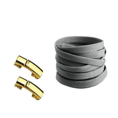 Steel Gray No Tie Elastic Shoelaces with Magnetic Locks