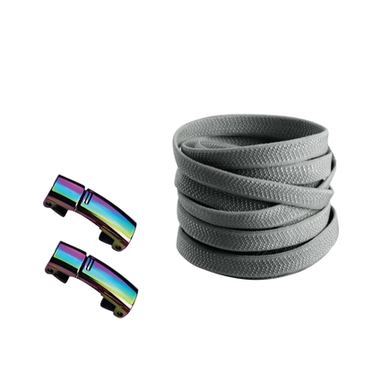 Steel Gray No Tie Elastic Shoelaces with Magnetic Locks