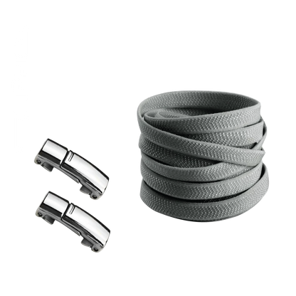 Steel Gray No Tie Elastic Shoelaces with Magnetic Locks