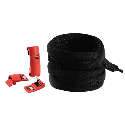 Raven Black No Tie Elastic Shoelaces with Magnetic Locks