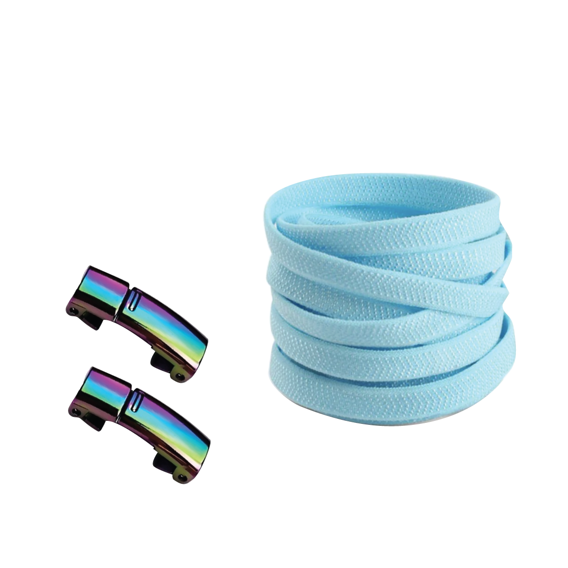 Sky Blue No Tie Elastic Shoelaces with Magnetic Locks