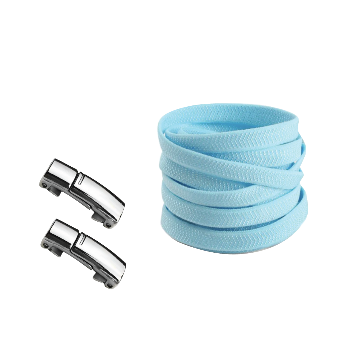 Sky Blue No Tie Elastic Shoelaces with Magnetic Locks