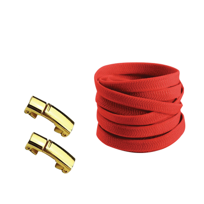 Cherry Red No Tie Elastic Shoelaces with Magnetic Locks