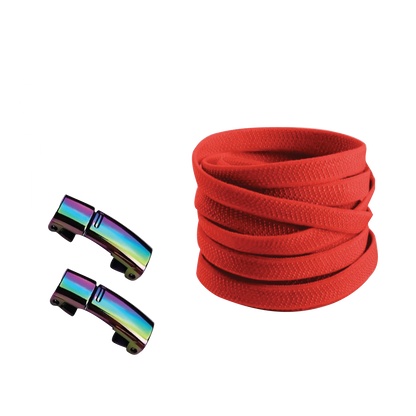 Cherry Red No Tie Elastic Shoelaces with Magnetic Locks
