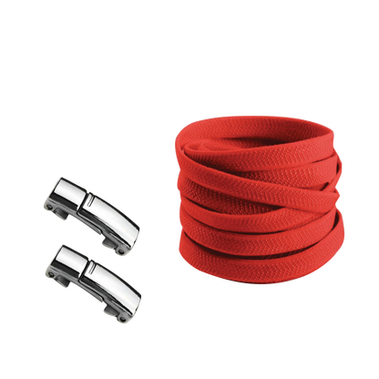 Cherry Red No Tie Elastic Shoelaces with Magnetic Locks
