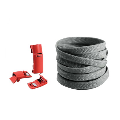 Steel Gray No Tie Elastic Shoelaces with Magnetic Locks