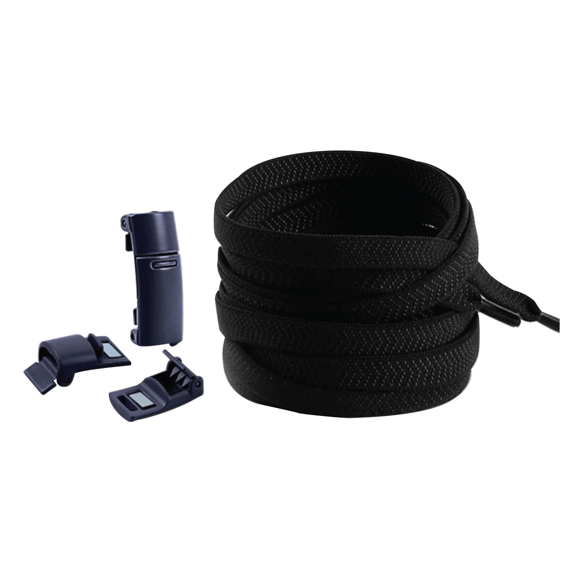 Raven Black No Tie Elastic Shoelaces with Magnetic Locks