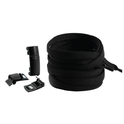Raven Black No Tie Elastic Shoelaces with Magnetic Locks