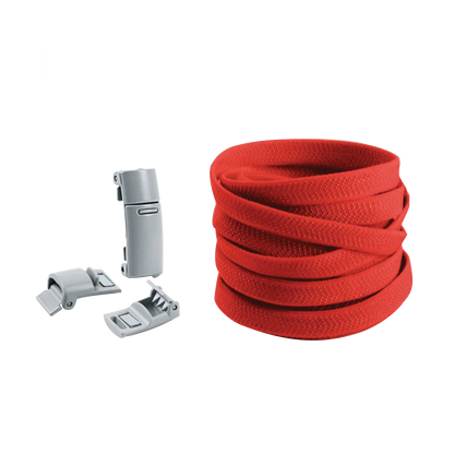 Cherry Red No Tie Elastic Shoelaces with Magnetic Locks