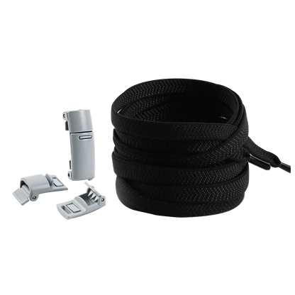 Raven Black No Tie Elastic Shoelaces with Magnetic Locks