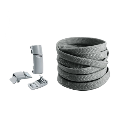 Steel Gray No Tie Elastic Shoelaces with Magnetic Locks