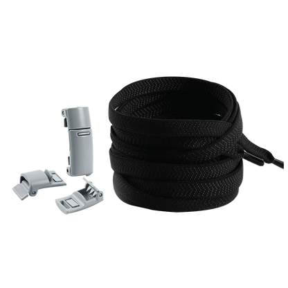 Raven Black No Tie Elastic Shoelaces with Magnetic Locks