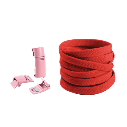 Cherry Red No Tie Elastic Shoelaces with Magnetic Locks