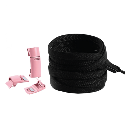 Raven Black No Tie Elastic Shoelaces with Magnetic Locks