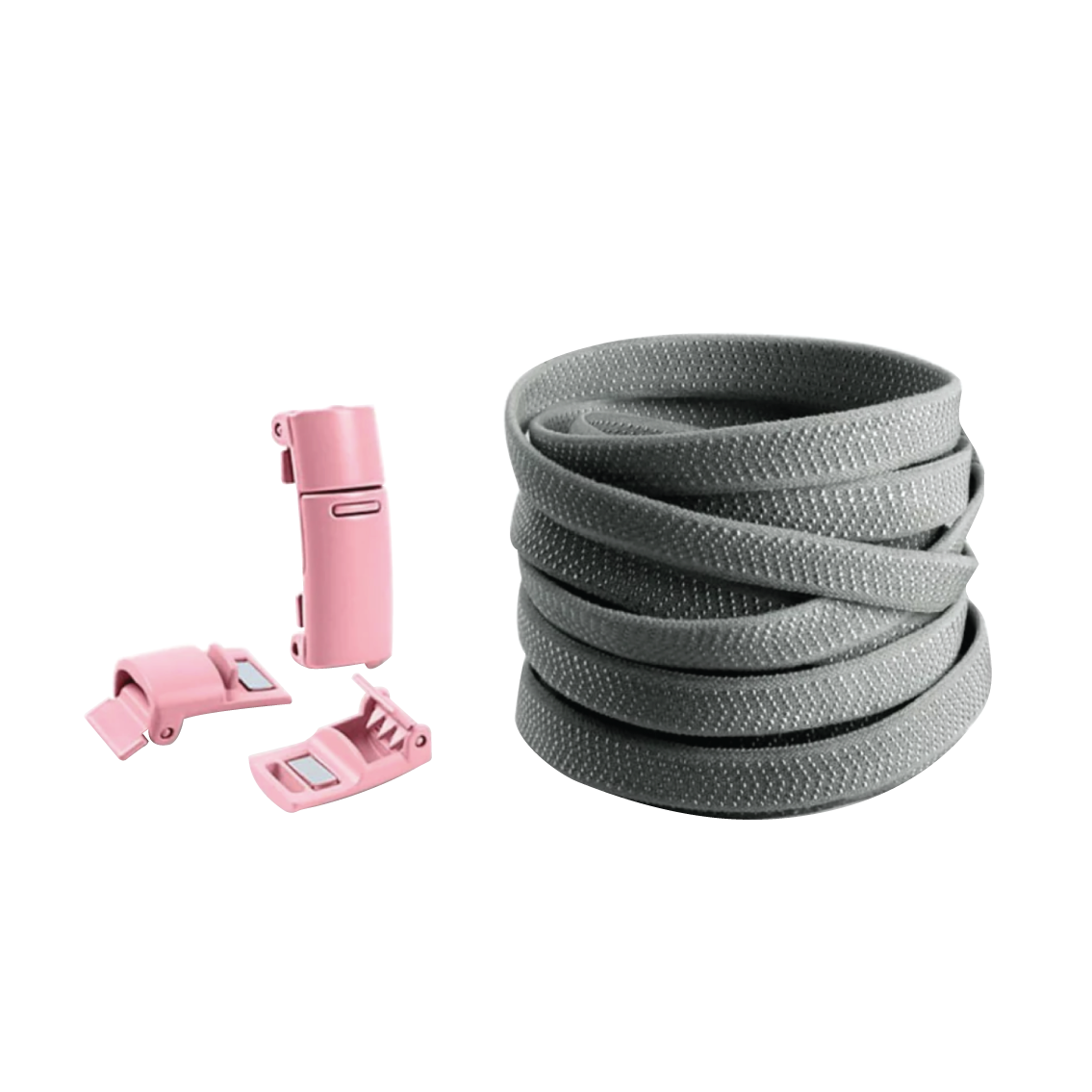 Steel Gray No Tie Elastic Shoelaces with Magnetic Locks
