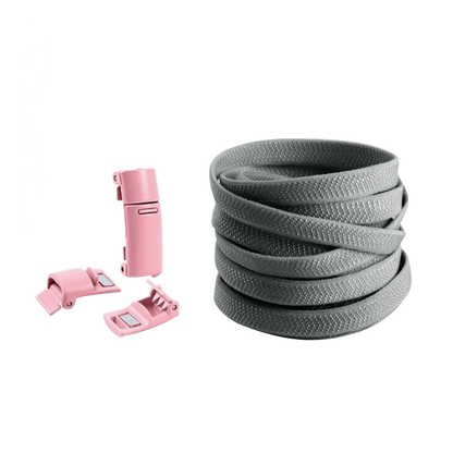 Steel Gray No Tie Elastic Shoelaces with Magnetic Locks