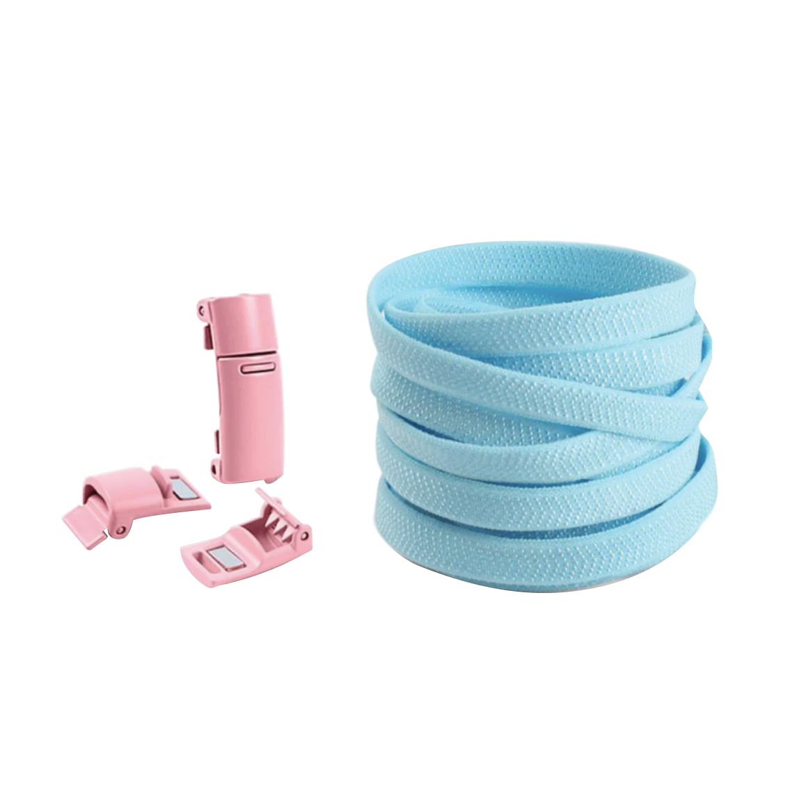 Sky Blue No Tie Elastic Shoelaces with Magnetic Locks