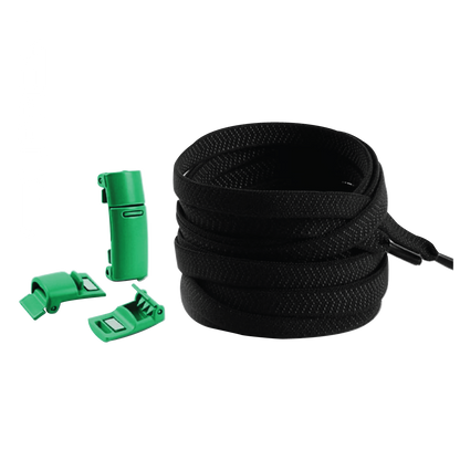 Raven Black No Tie Elastic Shoelaces with Magnetic Locks
