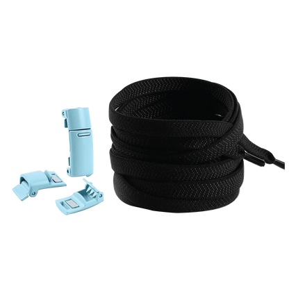 Raven Black No Tie Elastic Shoelaces with Magnetic Locks