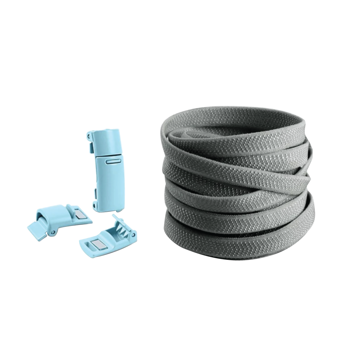 Steel Gray No Tie Elastic Shoelaces with Magnetic Locks