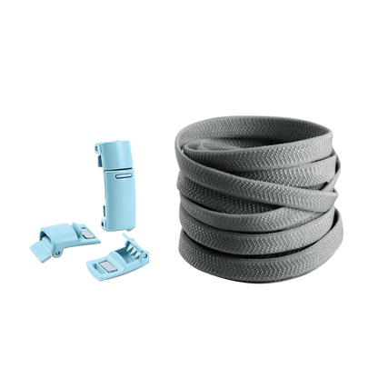 Steel Gray No Tie Elastic Shoelaces with Magnetic Locks