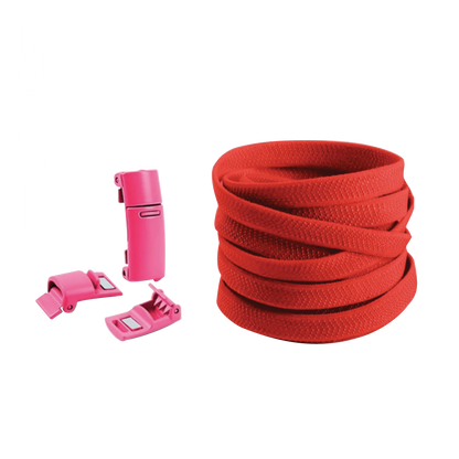 Cherry Red No Tie Elastic Shoelaces with Magnetic Locks