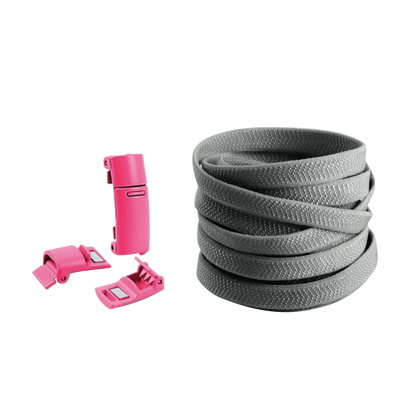Steel Gray No Tie Elastic Shoelaces with Magnetic Locks