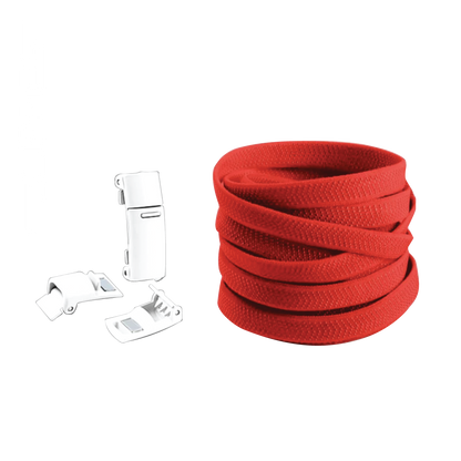Cherry Red No Tie Elastic Shoelaces with Magnetic Locks