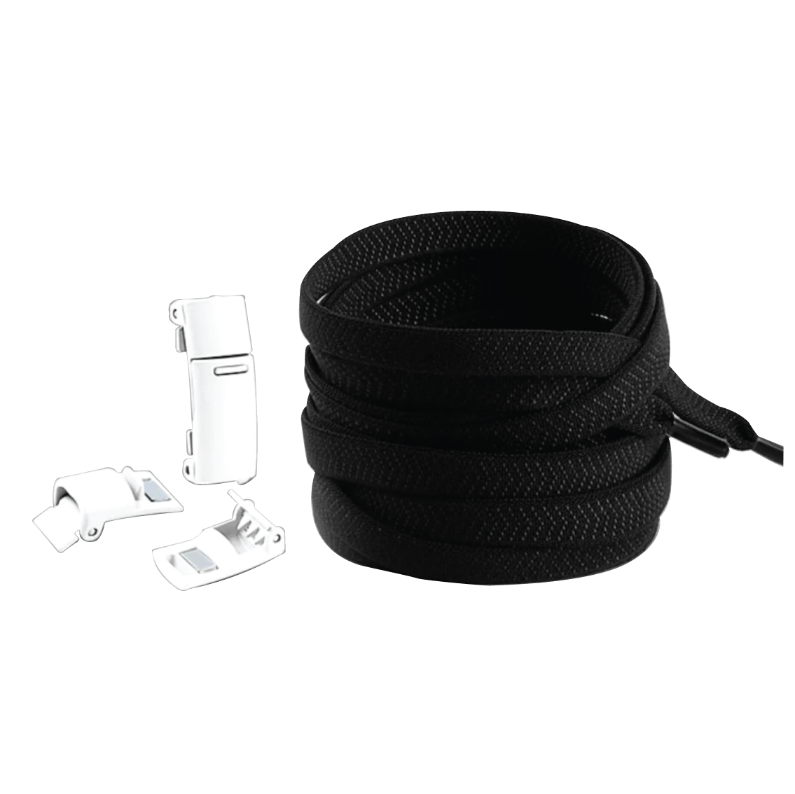 Raven Black No Tie Elastic Shoelaces with Magnetic Locks